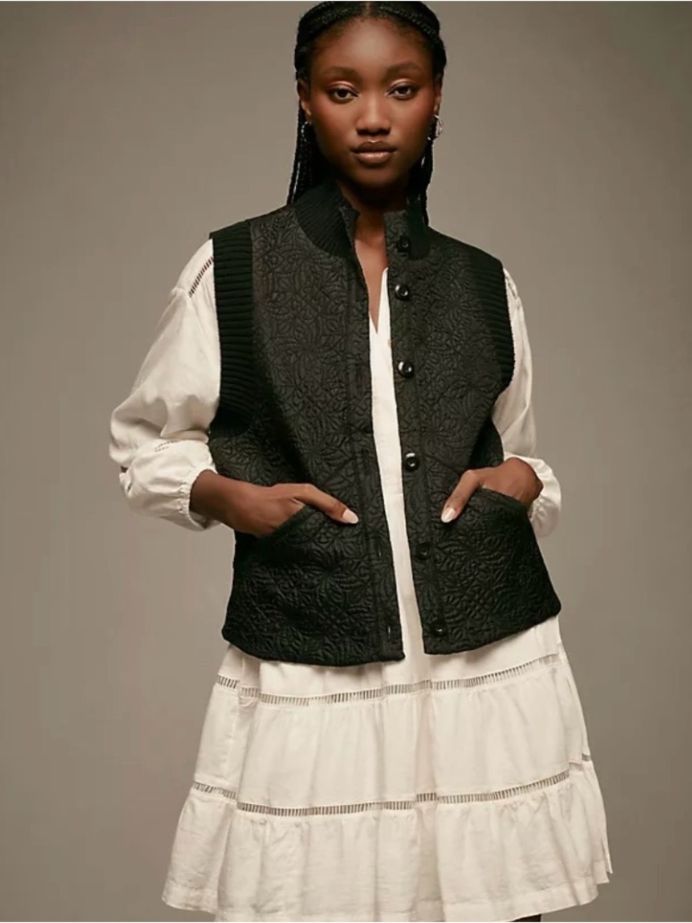 Anthropologie Black Quilted Sleeveless Vest